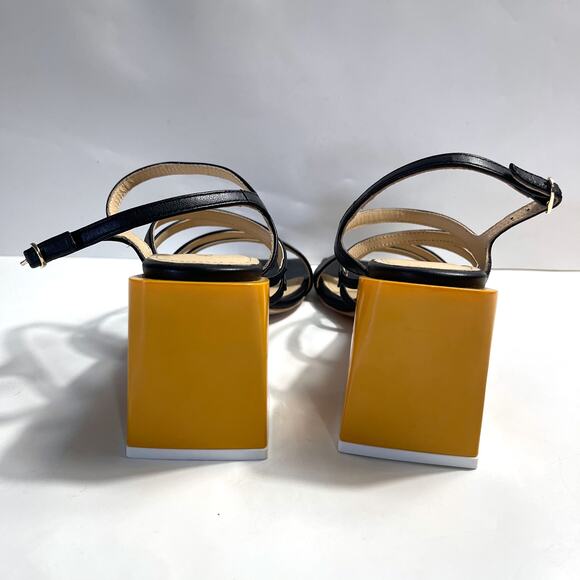 ALOHAS NWOT Aubrey Strappy Yellow Block Heel Square Toe Sandal Size 37/6.5 - Picture 12 of 16